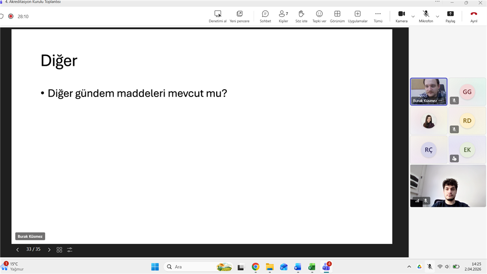 Bölümümüz Akreditasyon Kurulu 2026 Yılı 4. Toplantısını Gerçekleştirdi